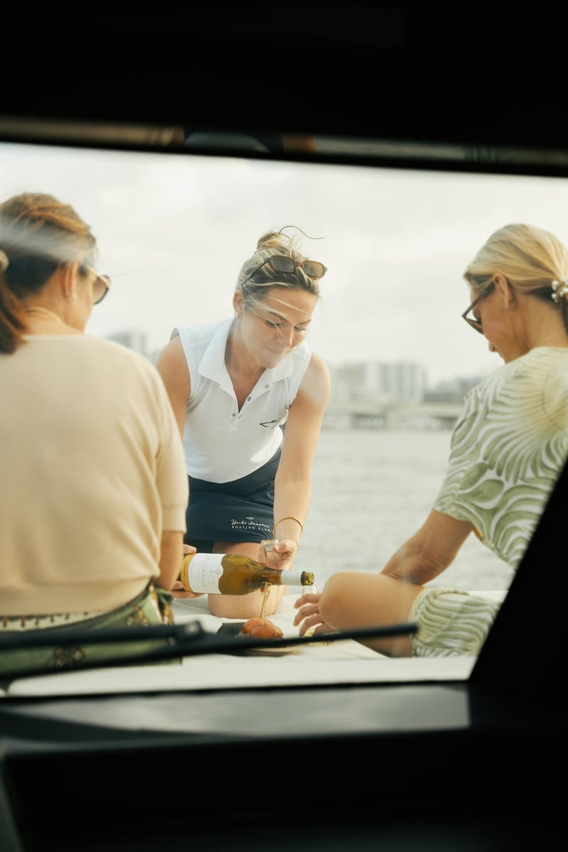 Guests gathered on deck during a Yacht Hampton charter