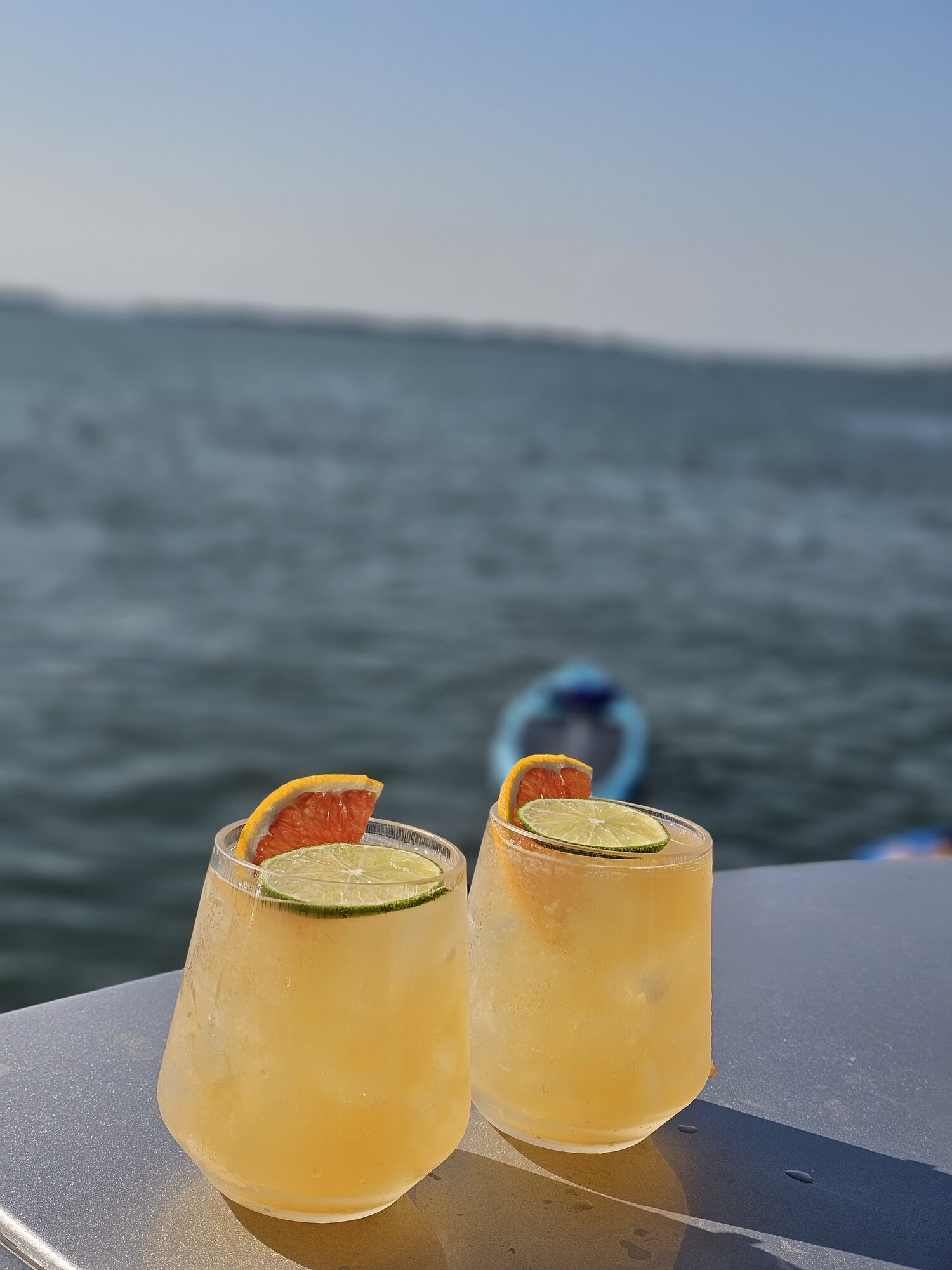 Citrus cocktails served on the transom during a Hamptons charter