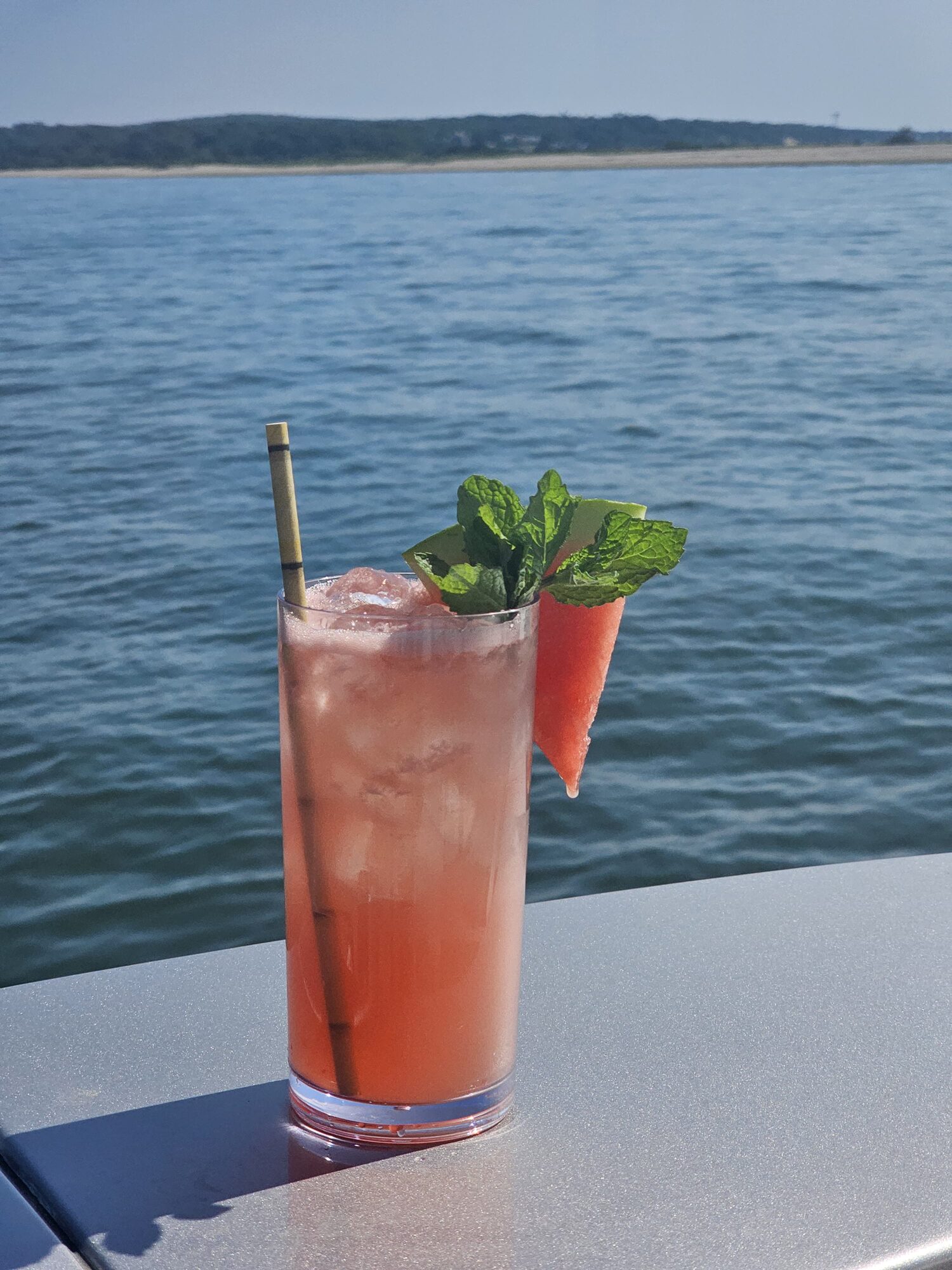 Frozen cocktail served on the swim platform during a Hamptons charter