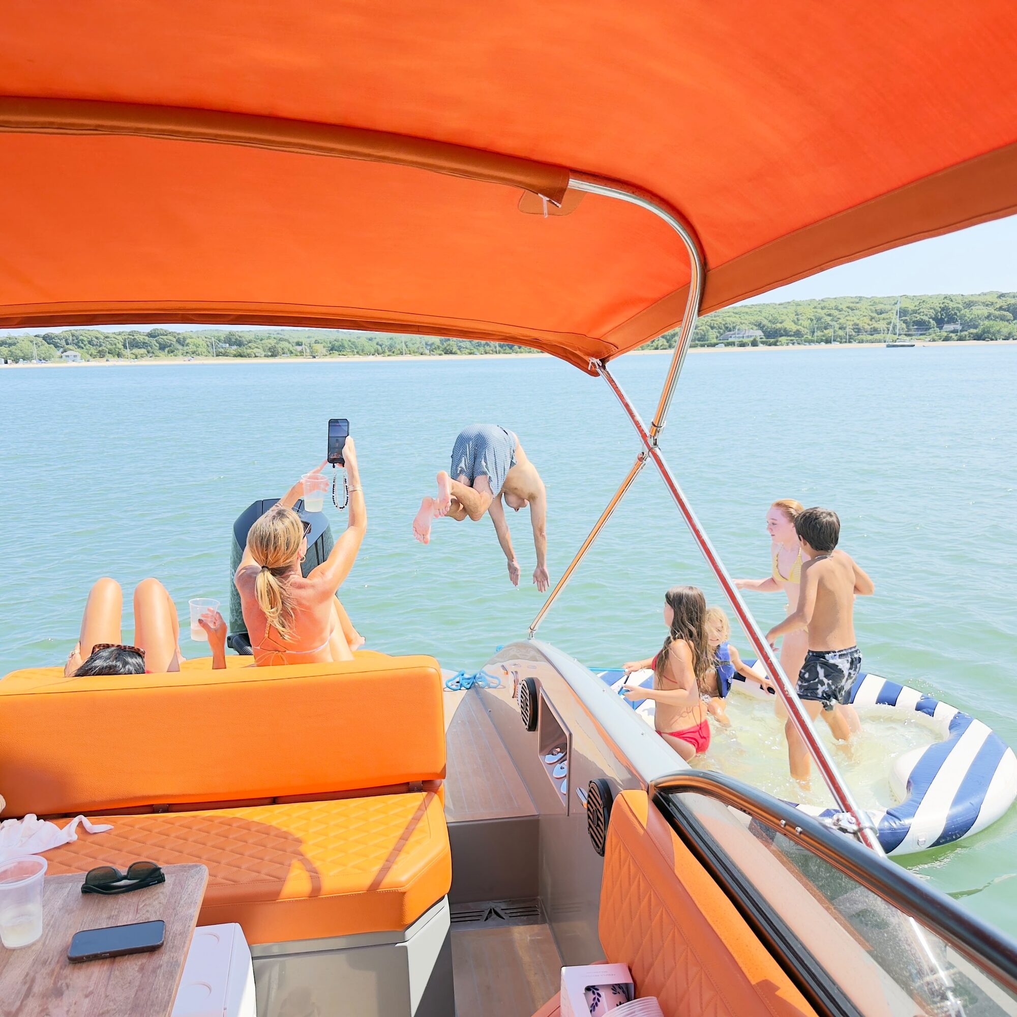 Diving off the bow at a Hamptons sandbar