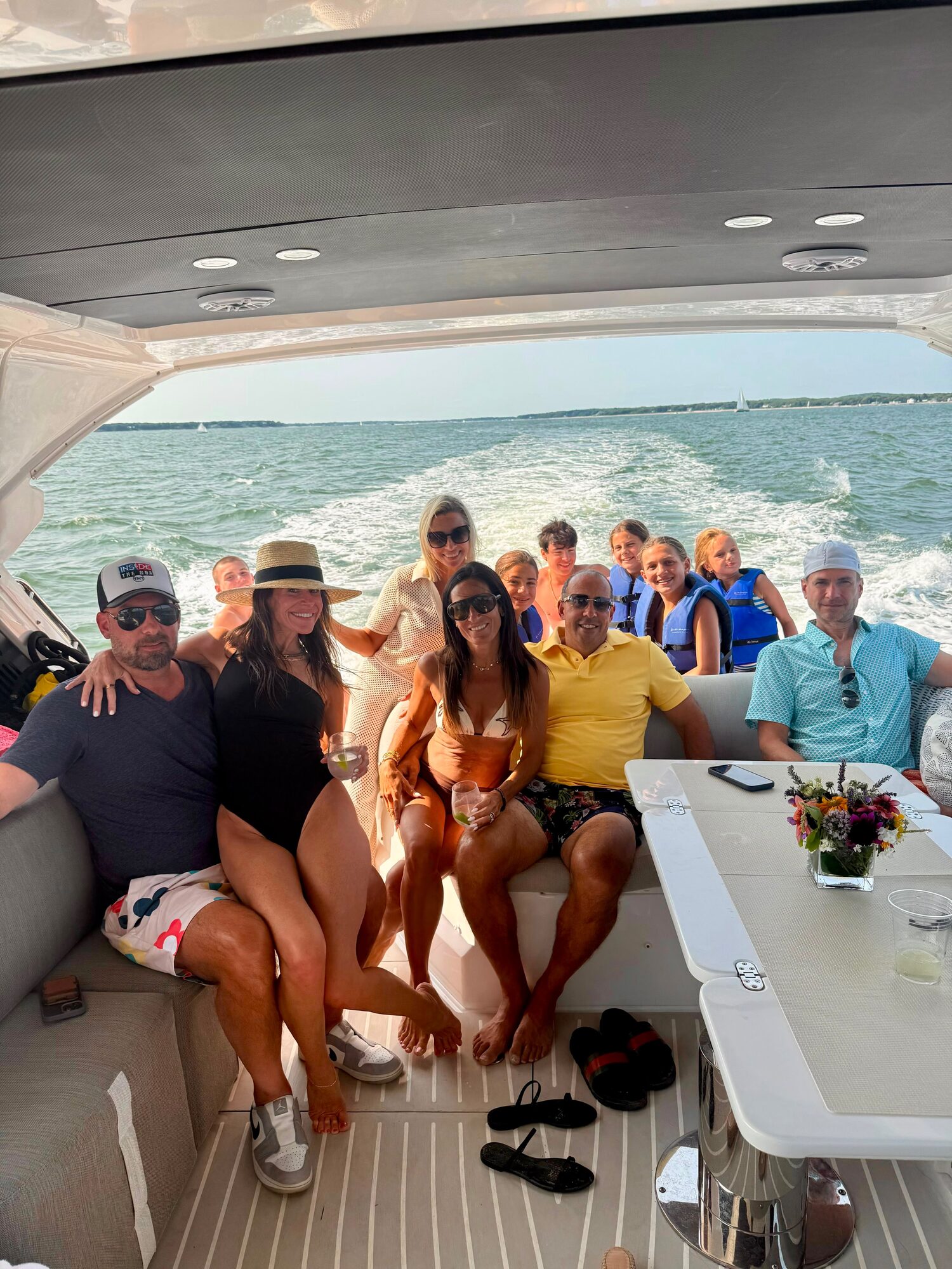 Friends in the cockpit cruising the Hamptons