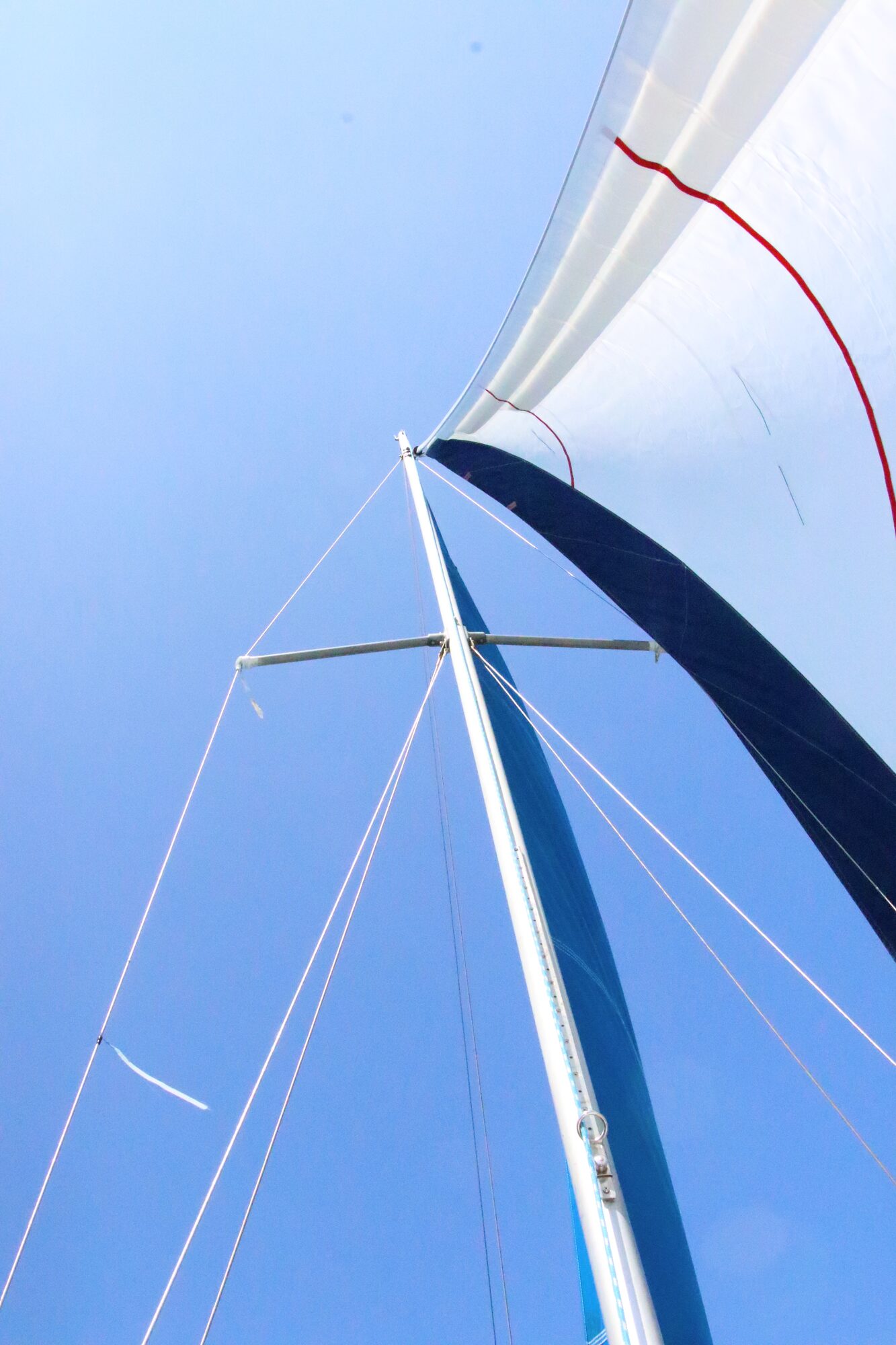 Looking up the mast under full sail in the Hamptons