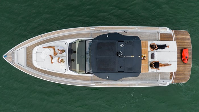 Overhead view of a Pardo yacht underway