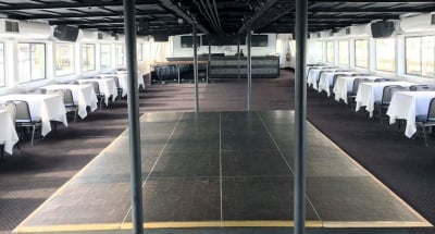Yacht 180 second deck dance floor and bar
