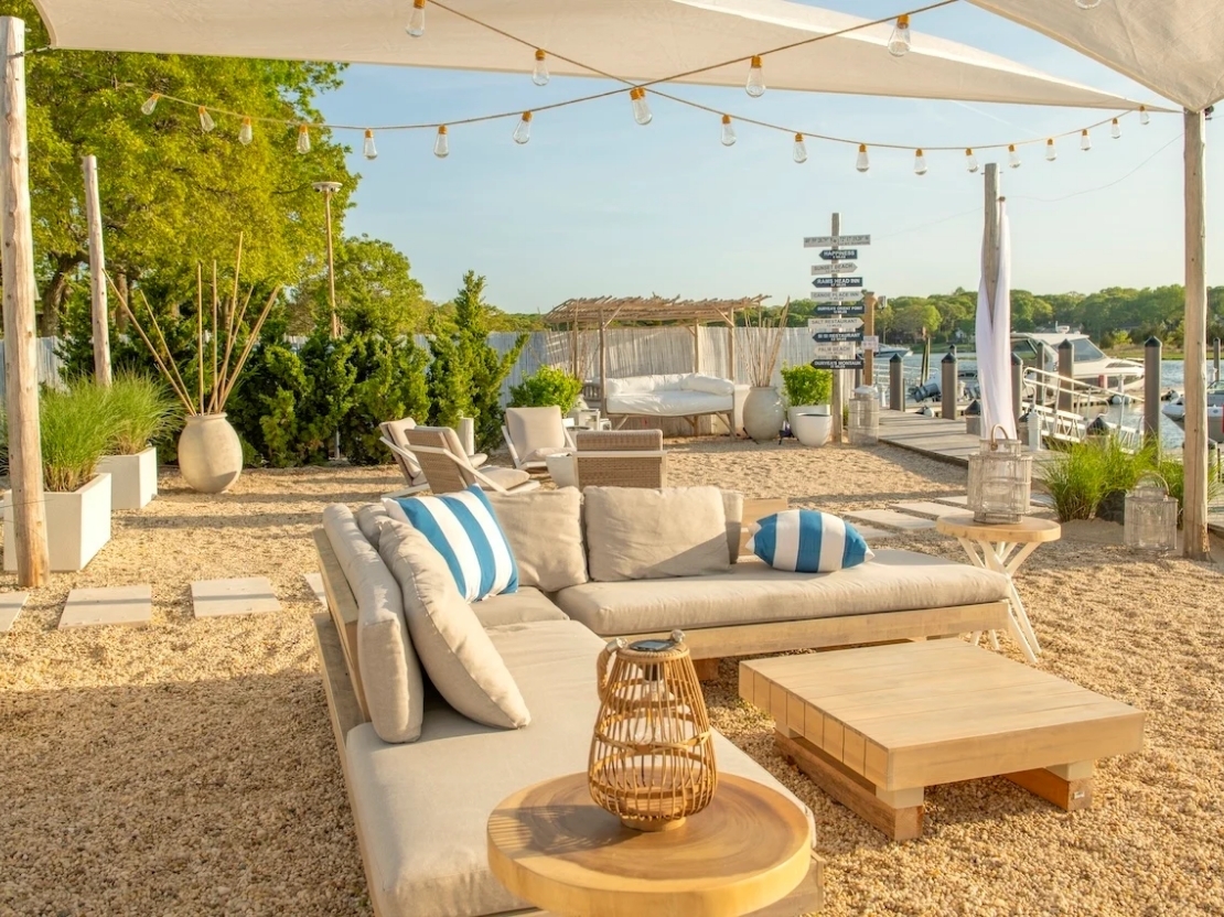 dockside seating at marina