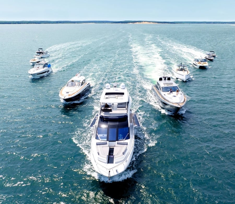 The Yacht Hampton fleet berthed at the Sag Harbor marina