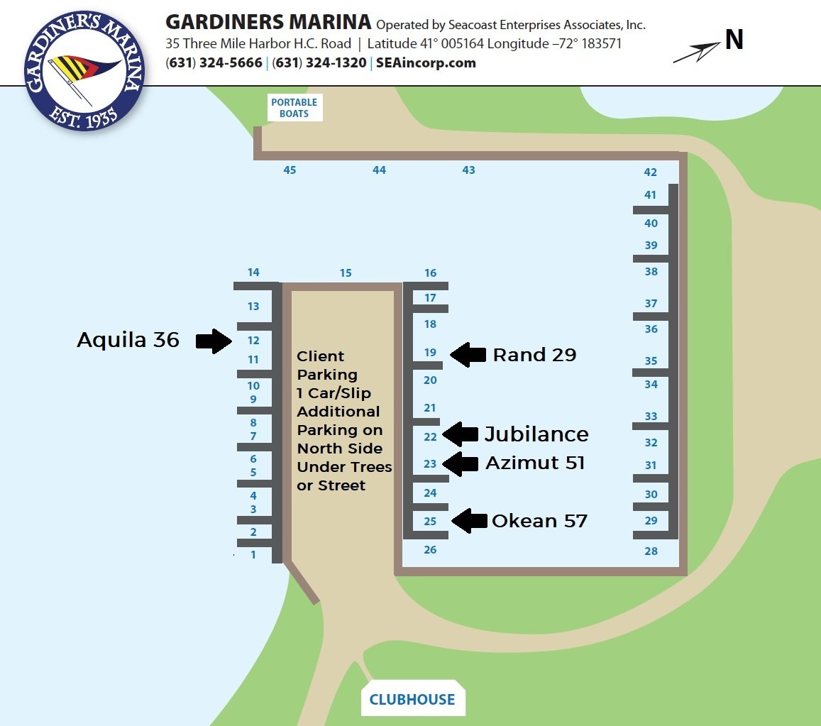 Gardiners Marina Slip Map 2025